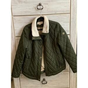 Michael Kors Forest Green Quilted Sherpa Jacket- Barn Jacket - Large
